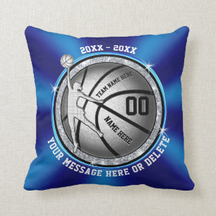 Coussin Idées supérieures bleues de cadeau de basket-bal