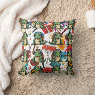 Coussin Iguana écoute de la musique