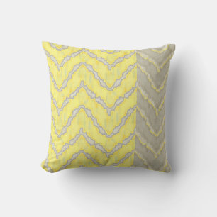 Coussin IKAT Chevron rayé Vintage Motif gris jaune