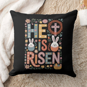 Coussin Il est ressuscité Jésus Floral mignon lapin de Pâq