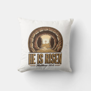 Coussin Il est ressuscité Matthieu 28 6 Design chrétien vi