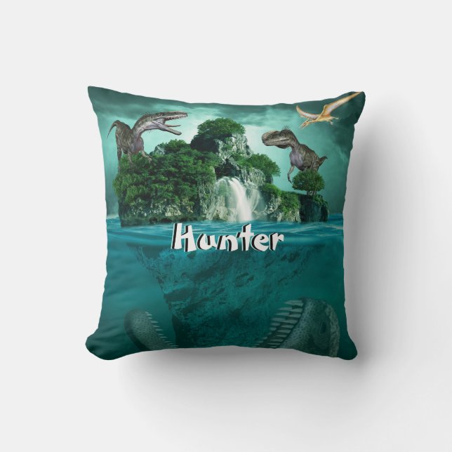 Coussin Île de Dinosaur Personnalisé (Recto)