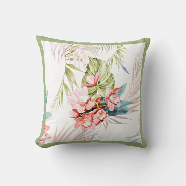 Coussin Île des Orchidées PixDezines, Tropical, Frame DO-I (Recto)