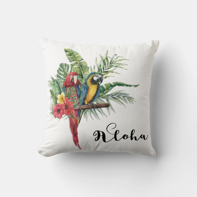 Coussin Île Paradise Oiseaux Tropical Floral Botanique (Recto)