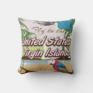 Coussin Îles Vierges des États-Unis affiche de voyage vint