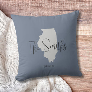 Coussin Illinois State Outline Nom de famille Pillow Pillo