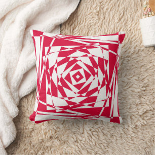Coussin Illusion abstraite rouge blanc