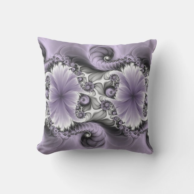 Coussin Illusion Lilac Abstrait Floral Fractal Art Imagina (Recto)