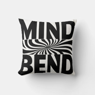Coussin Illusion optique de pliage mental noir et blanc