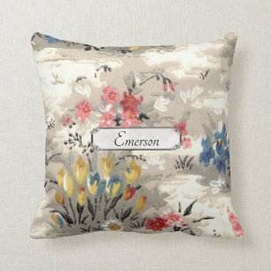 Coussin Illustation Florale vintage - Fleurs Classiques Ré
