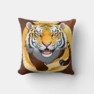 Coussin Illustration abstraite de tigre en or