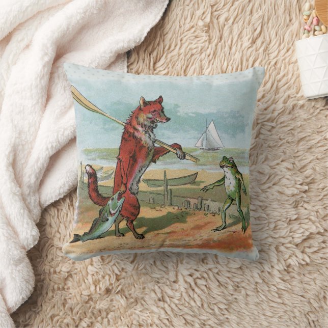 Coussin Illustration ancienne de la pêche à la grenouille  (Couverture)