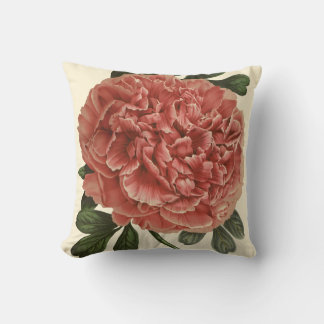 Coussin Illustration Antique Botanique de Pivoine sur Cous