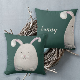 Coussin Illustration aquarelle de lapin heureux