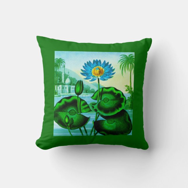 Coussin Illustration Blue Egyptian Water Lily / Lotus (Recto)