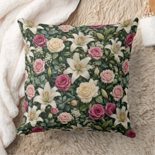 Coussin Illustration botanique florale de magnolia luxuria
