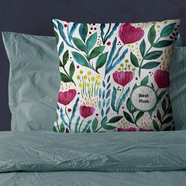 Coussin Illustration botanique Meilleure fête des mères de (Créateur téléchargé)