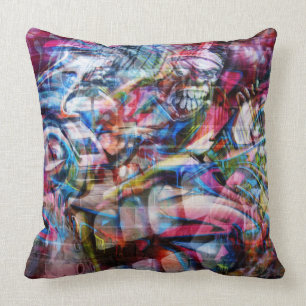 Coussin Illustration colorée de graffiti de mur