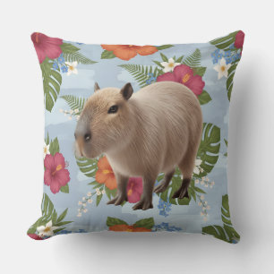 Coussin Illustration d'animal de capybara aquarelle mignon