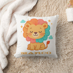 Coussin Illustration d'animal personnalisée Lion Rugisseme
