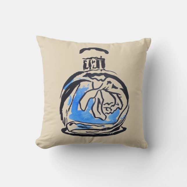 Coussin Illustration d'aquarelle de mode de bouteille de p (Recto)