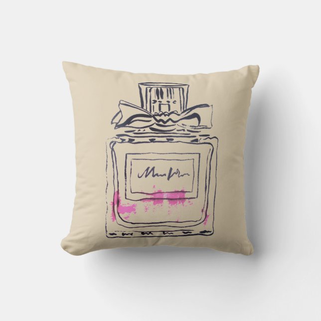 Coussin Illustration d'aquarelle de mode de bouteille de p (Recto)