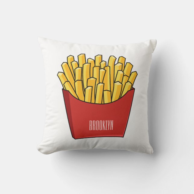 Coussin illustration de bande dessinée de frites (Recto)