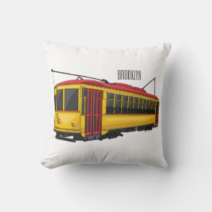 Coussin illustration de bande dessinée de trolley Mata