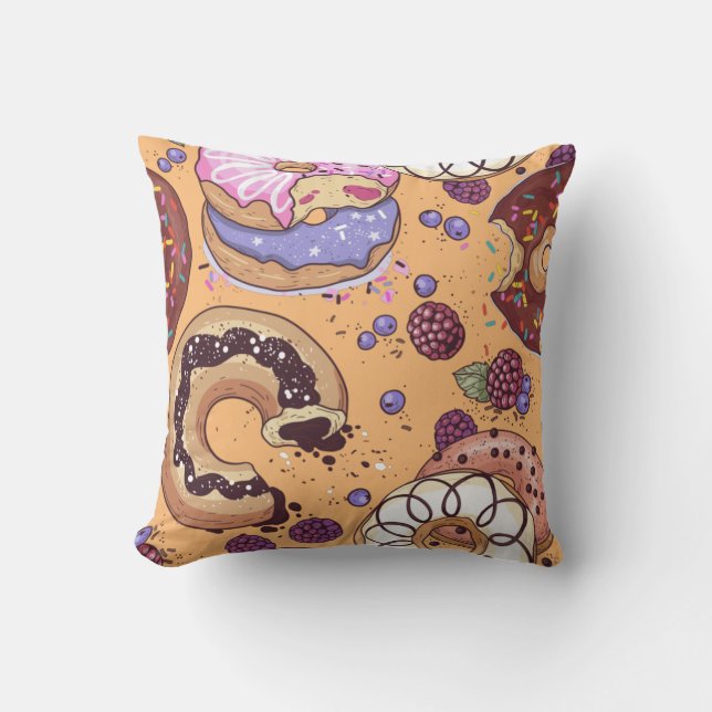 Coussin Illustration de beignet avec morsure (Recto)