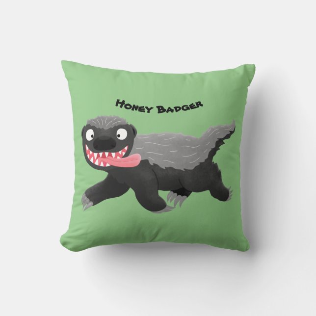 Coussin Illustration de blaireau au miel affamé (Recto)