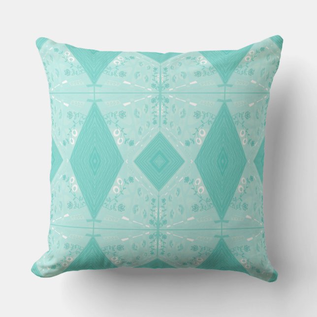 Coussin Illustration de Bohemian Chintz Pastel Blue (Recto)