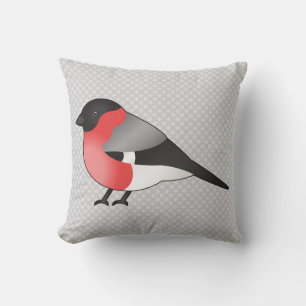 Coussin Illustration de carte de bouvreuil commun mignon