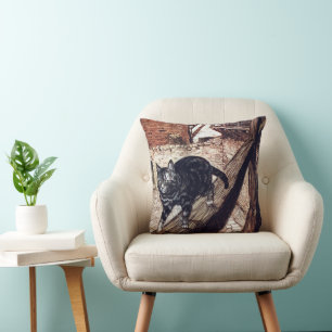 Coussin Illustration de Castle Cat Rackham