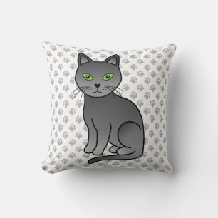 Coussin Illustration de chat de dessin animé mignon Bleu R