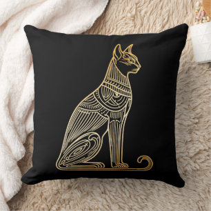 Coussin Illustration de chat doré pour les amateurs de cha