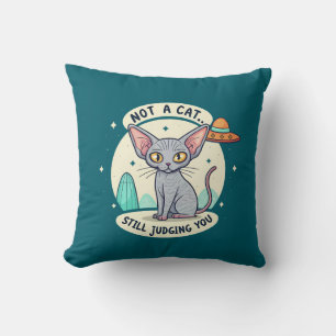 Coussin Illustration de chat Sphynx OVNI Sarcastique