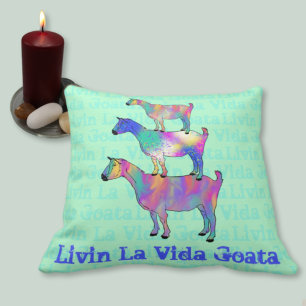 Coussin Illustration de chèvre drôle Slogan coloré art ani