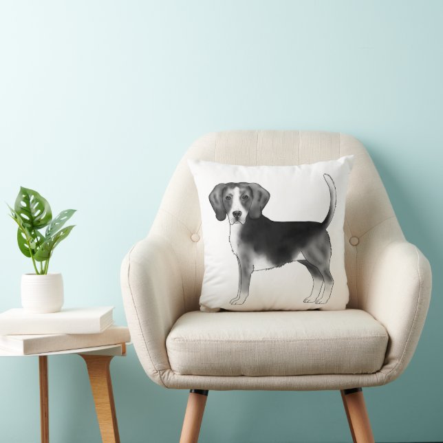 Coussin Illustration De Chien Beagle En Noir Et Blanc (Chaise)