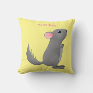 Coussin Illustration de chinchilla gris mignon
