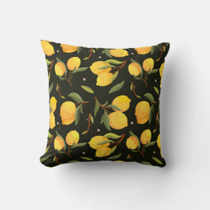 Coussin Illustration de citron : motif transparent peint à