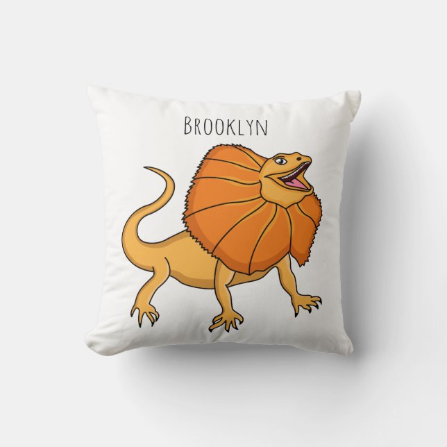 Coussin Illustration de dessin animé de lézard à cou orang (Recto)
