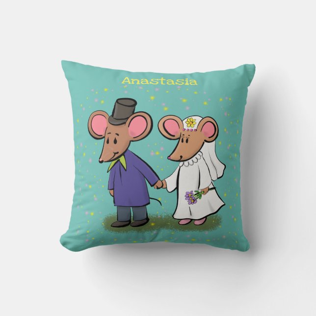 Coussin Illustration de dessin animé d'un couple de souris (Recto)