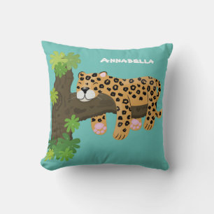 Coussin Illustration de dessin animé d'un léopard mignon d