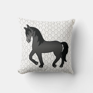 Coussin Illustration de dessin animé mignon de cheval trot