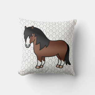 Coussin Illustration de dessin animé mignon de poney Shetl
