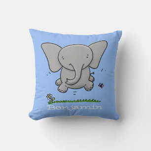 Coussin Illustration de dessin mignon bleu éléphant bébé