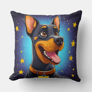 Coussin Illustration de Doberman joyeux