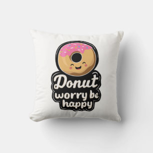 Coussin Illustration de donut souriant mignon – “Donut Wor