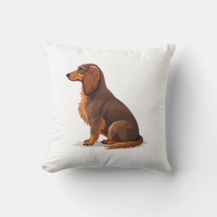 Coussin Illustration de dos de teckel vintage à longs poil