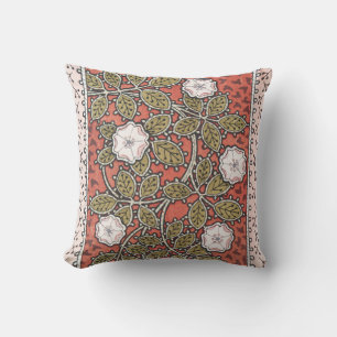 Coussin Illustration de fleur d'art de rose sauvage vintag